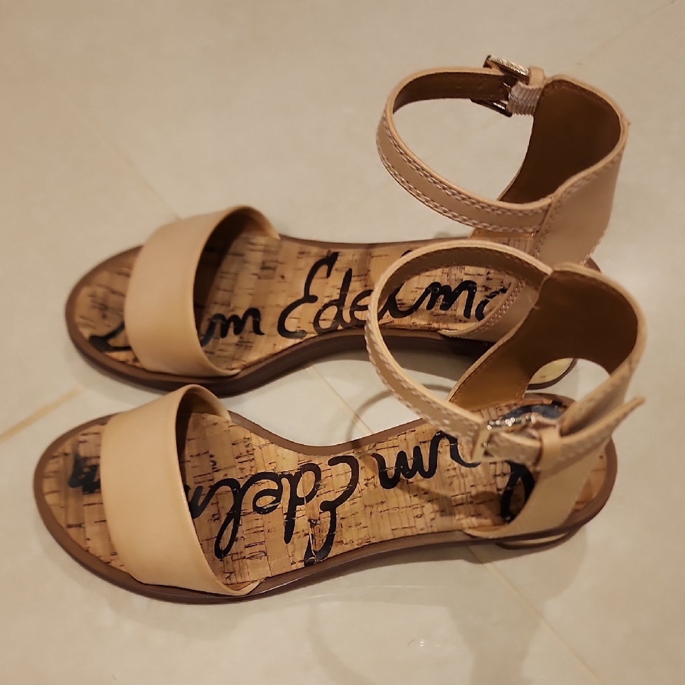 Sam Edelman Beige Ankle Strap Sandals - Size 5.5US